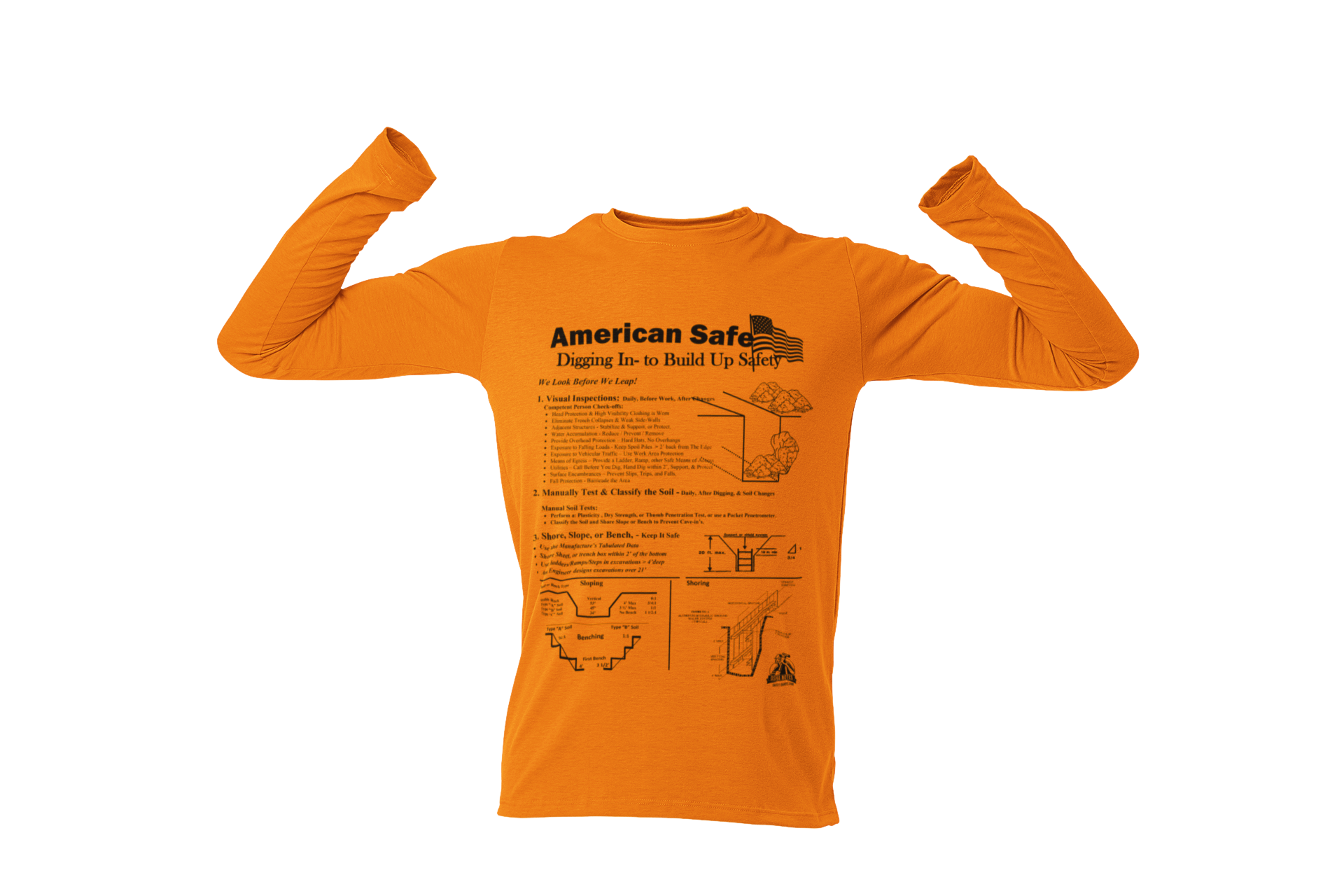 Trench & Excavation Safety T-Shirt (Long Sleeve) - High VIS OSHA
